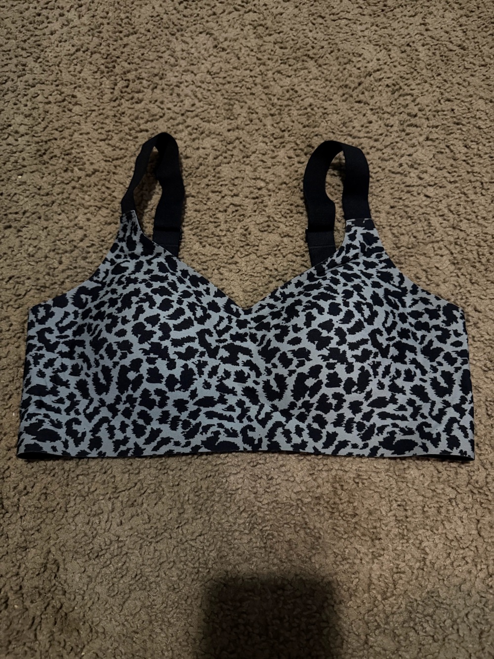 Leopard Print Wireless Jelly Bra - Black & Gray